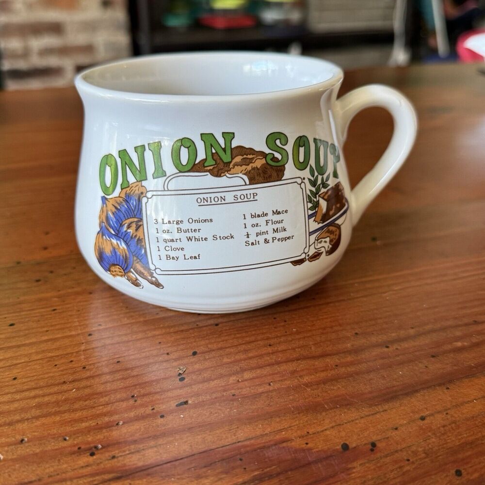 Vintage Ceramic Onion Soup Recipe Cup Mug 16oz